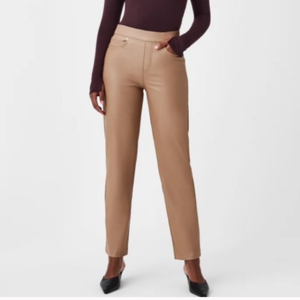 Spanx Faux Leather Slim Straight High Rise Leggings NEW